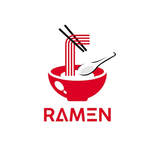 Ramen logo simple red noodles vector oriental famosa culinária tradicional