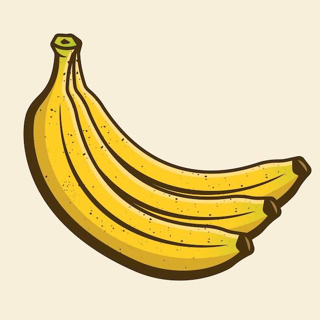 Vetor ramo de bananas colorido elemento de design de desenho animado amarelo ou ilustração vetorial de objeto gráfico isolada em fundo claro