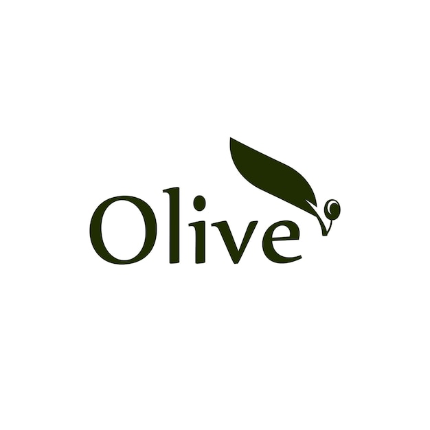Ramo de folha de oliveira e logotipo de vetor de frutas sinal de azeite de azeitonas