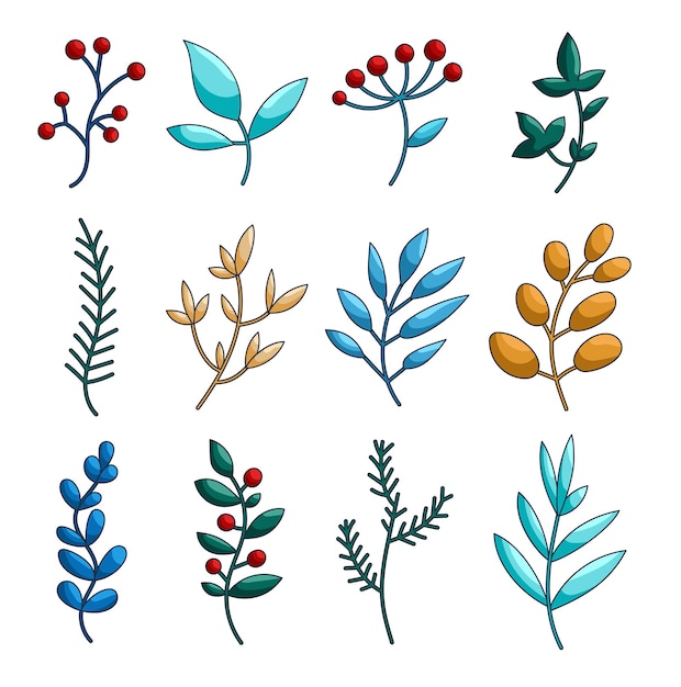 Ramo de inverno bagas planta de Natal decoração floral desenho vetorial coleção de elementos de design