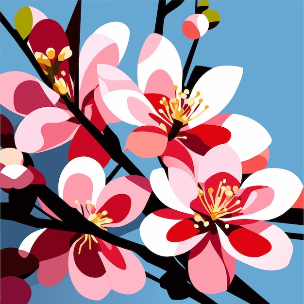 Vetor ramo de sakura realista na primavera