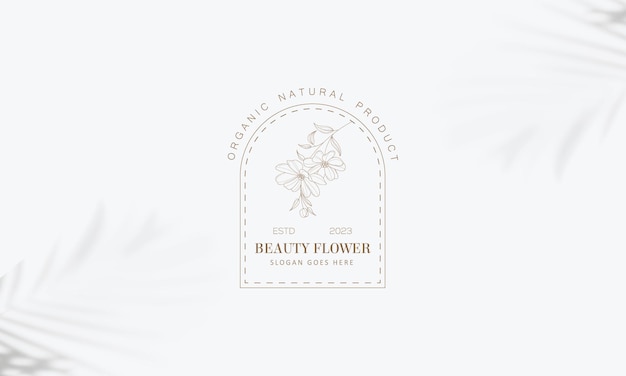Ramo floral botânico feminino mínimo e logotipo planta de casa de ervas de casamento desenhada à mão com elegante