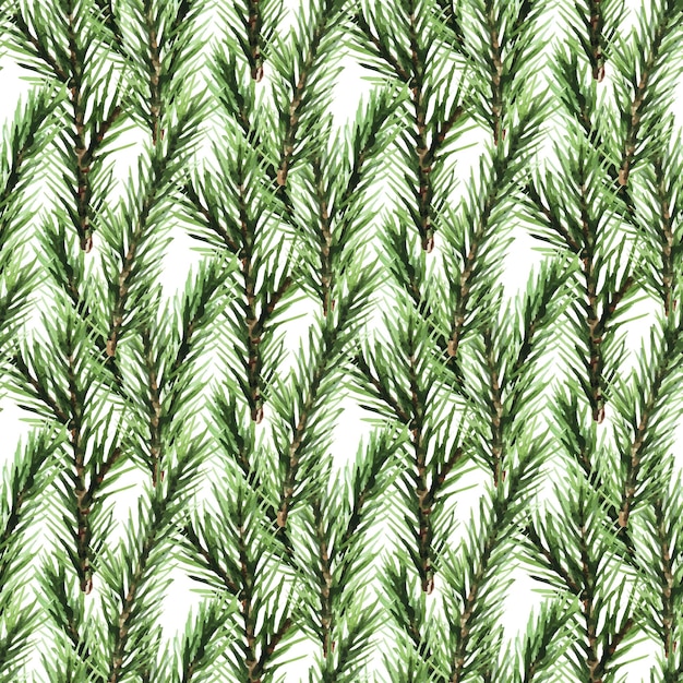 Vetor ramos de árvore de natal sem costura de fundo padrão de aquarela para tecido, papel de parede, papel de embrulho
