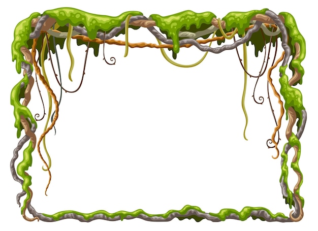 Ramos de liana de quadro de hera e folhas tropicais