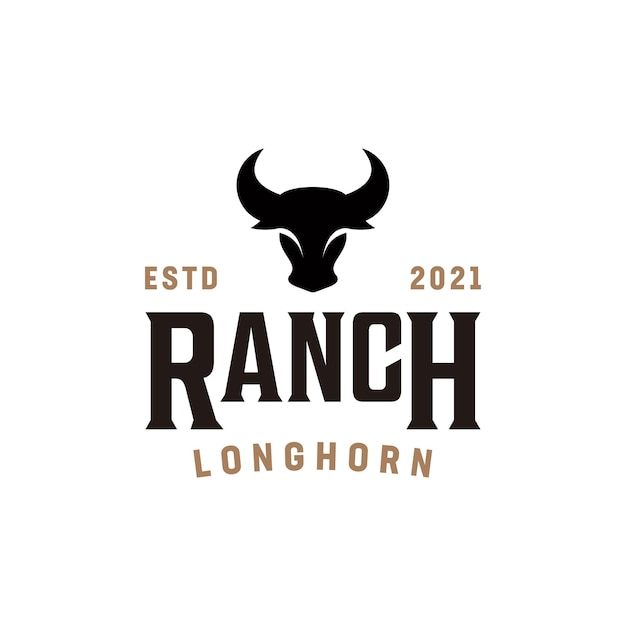 Ranch longhorn bull vintage rustic retro logo