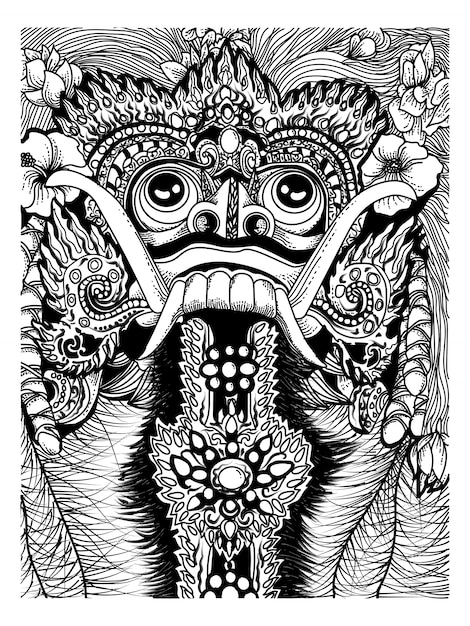 Rangda barong máscara tradicional bali