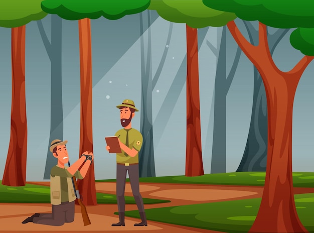 Rangers vetoriais com ilustração de homem integrando caçador