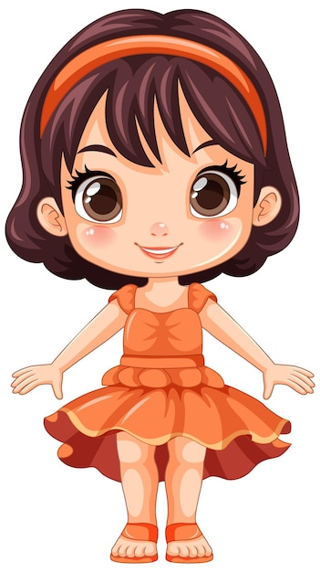Rapariga adorável com vestido bonito Vector