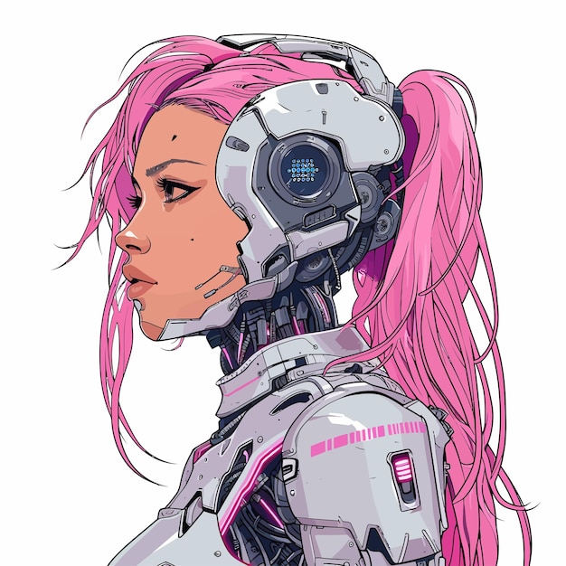 Vetor rapariga de anime cyberpunk