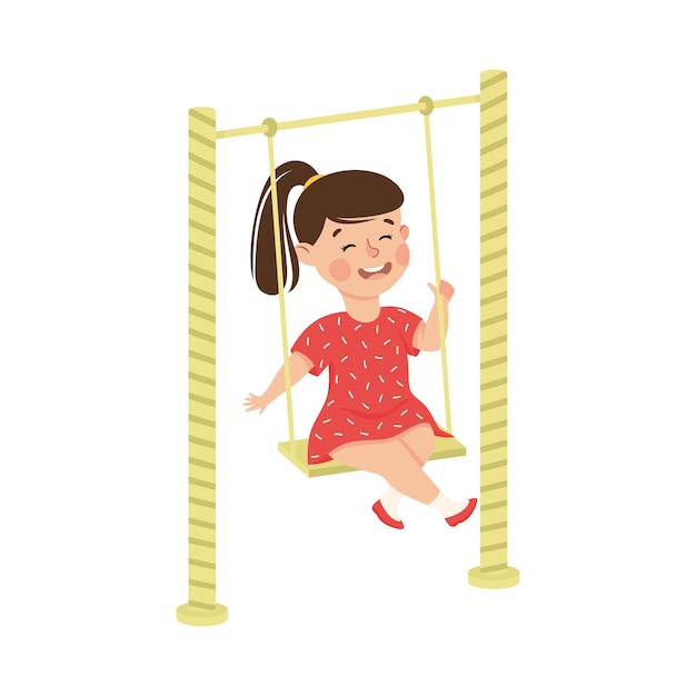 Rapariga sorridente balançando jogando e se divertindo Ilustração vetorial