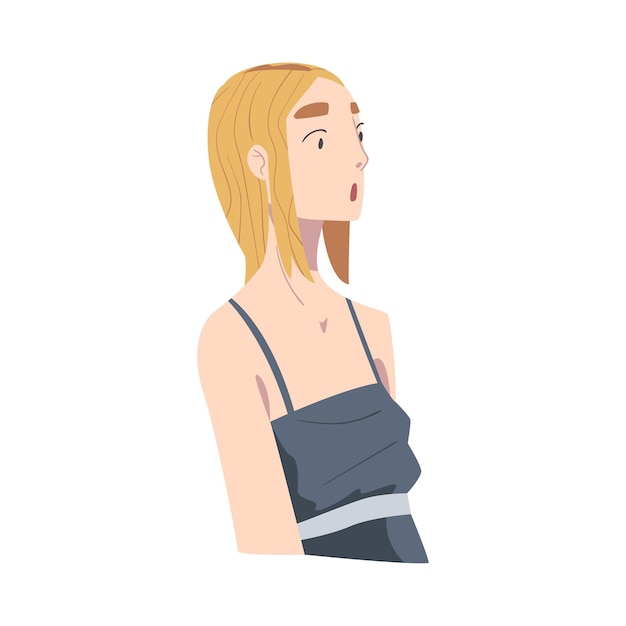 rapariga surpreendida jovem mulher olhando chocado e assustado ilustração vetorial estilo desenho animado