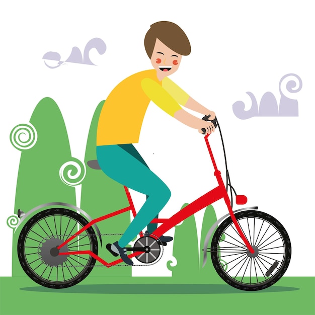 Vetor rapaz andando de bicicleta no parque vetor grátis
