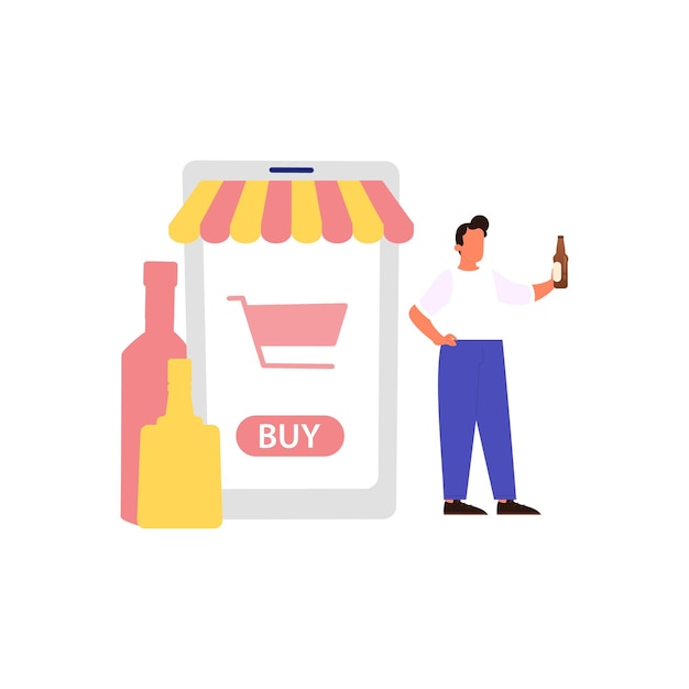 Rapaz está comprando vinho online