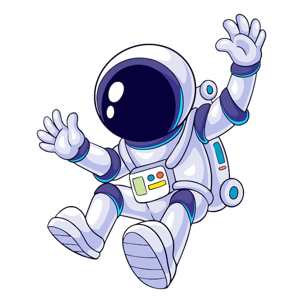Vetor rapaz pequeno dos desenhos animados, vestindo traje de astronauta