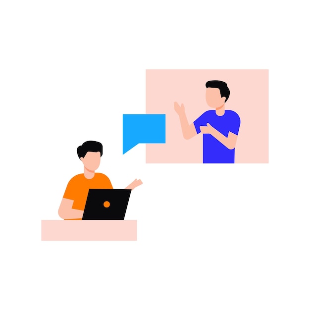 Rapazes a conversar online.