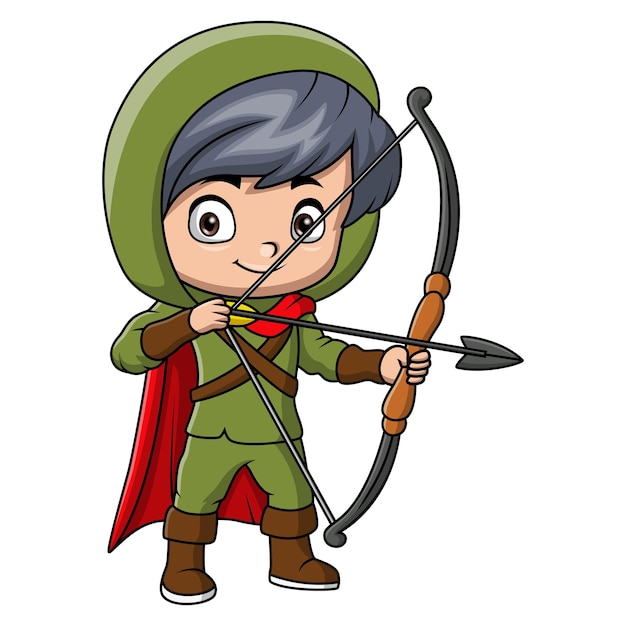 Rapazes bonitos estão a jogar a tiro com arco.