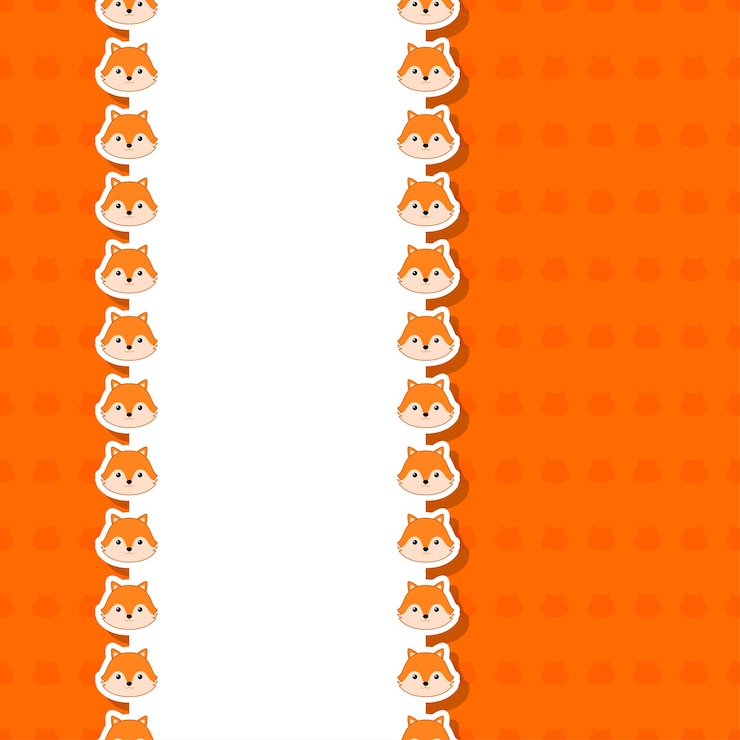 Vetor raposa com moldura para cartaz de banner e cartão de felicitações