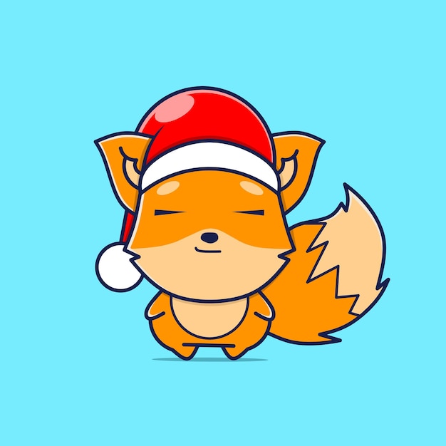 Raposa fofa com chapéu de natal