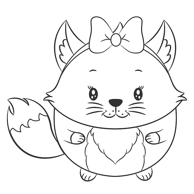 Raposa fofa desenho esboço para colorir