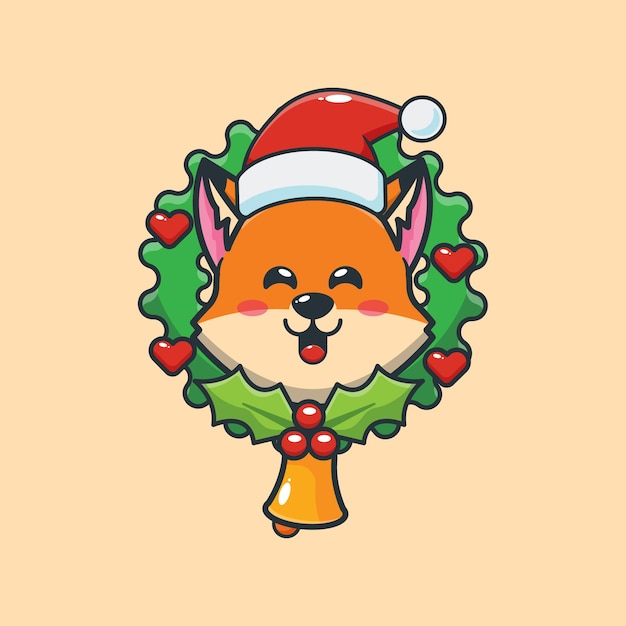 Raposa fofa no dia de Natal Ilustração fofa dos desenhos animados de Natal