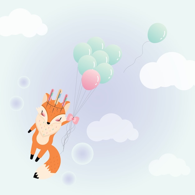 Raposa voadora com balões