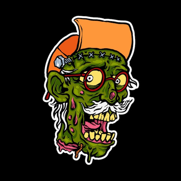 Vetor rapper zumbi com ilustração de óculos