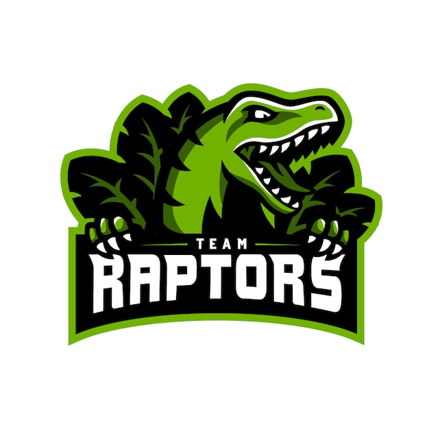 Vetor raptors dinosaur logo esport gaming.