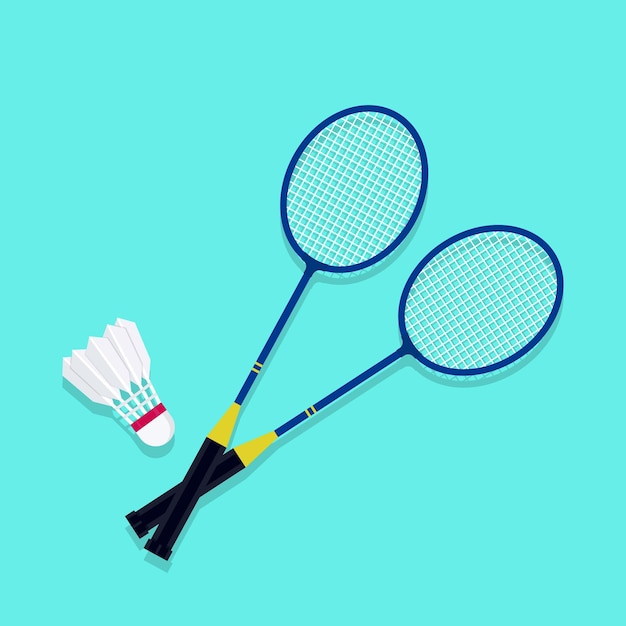 Raquete de badminton ou raquete com ilustração vetorial de peteca