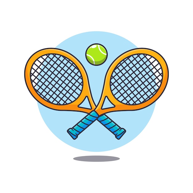 Vetor raquete de tênis e ilustração vetorial de desenhos animados de bola
