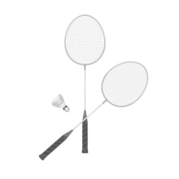 Vetor raquetes de badminton com peteca isolado