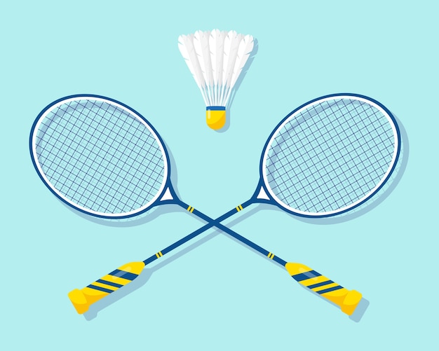 Vetor raquetes de badminton e peteca de equipamentos para jogos de badminton