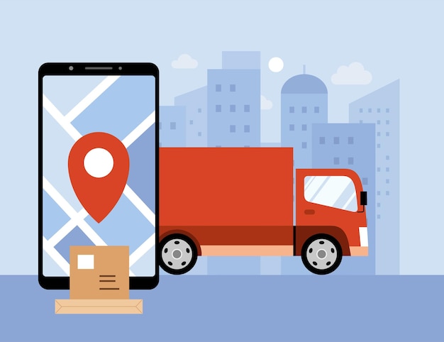 Rastreador de entrega ou GPS no telefone