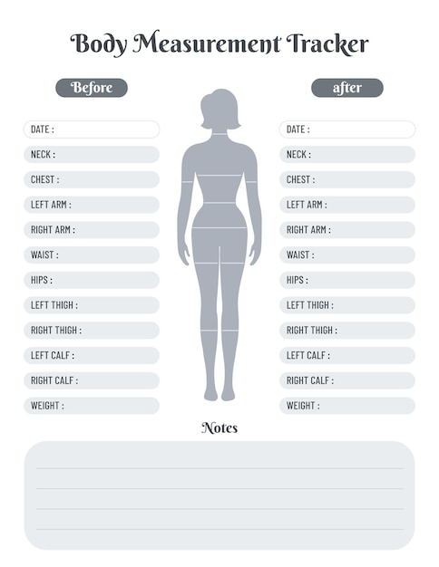 Vetor rastreador de medição corporal para mulheres para perda de peso