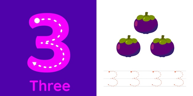 Rastreamento de número e contando com quadrado de frutas