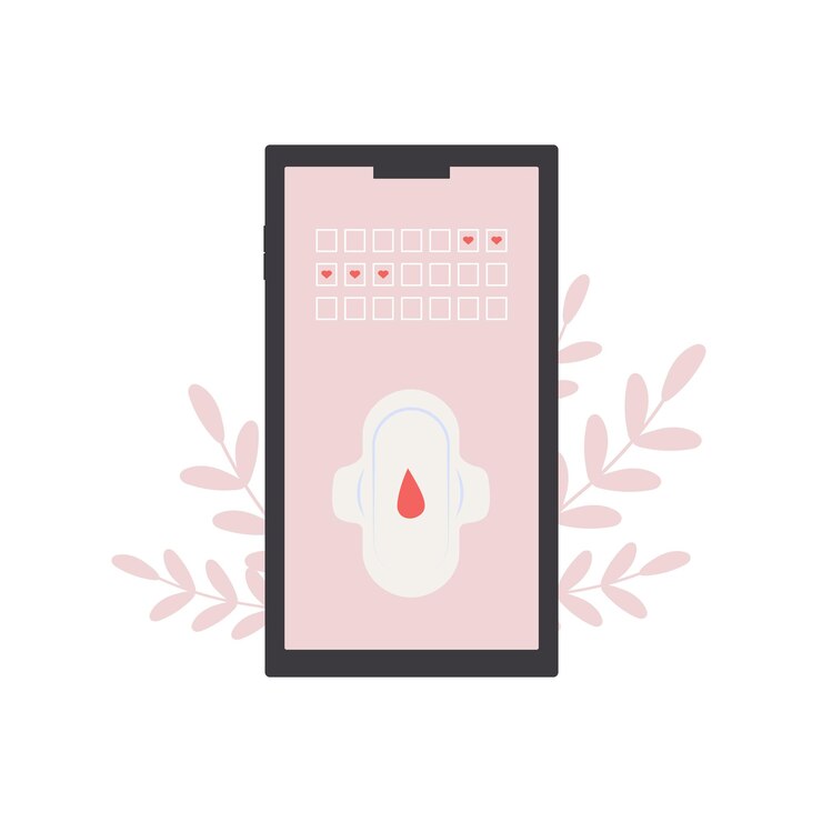 Vetor rastreamento do ciclo menstrual na tela do smartphone para dias críticos vector eps 10