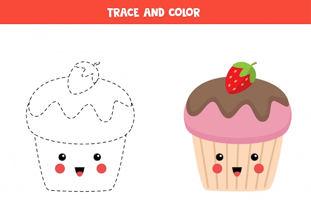 Jogo Educativo Para Crianças Página Para Colorir Cupcake De Comida