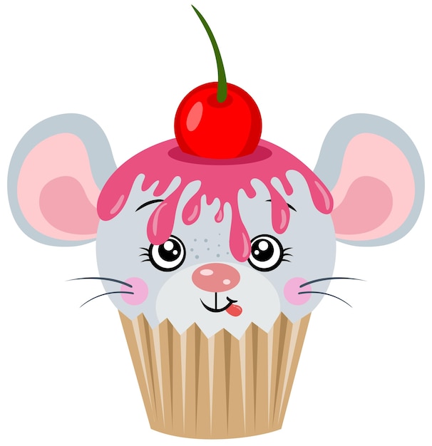 Rato bonito em cima de um delicioso cupcake