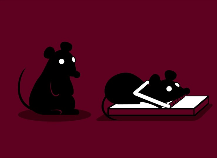 Vetor rato caindo em uma ilustração vetorial de armadilha