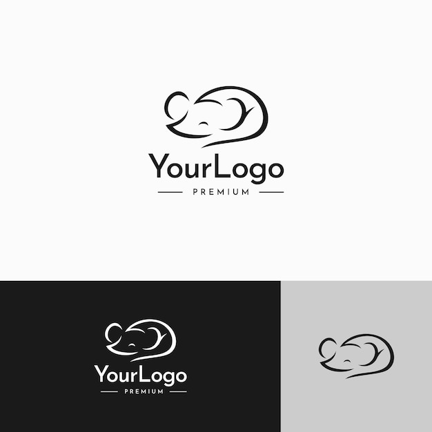 Rato desenho animado logotipo de linha simples vintage
