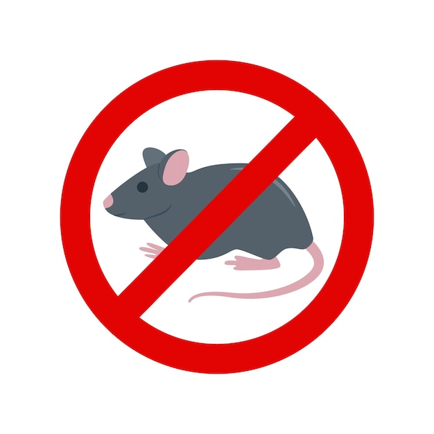 Rato em círculo proibitivo vermelho sinal de rato ícone de controle de pragas desratização e desinfecção de roedores
