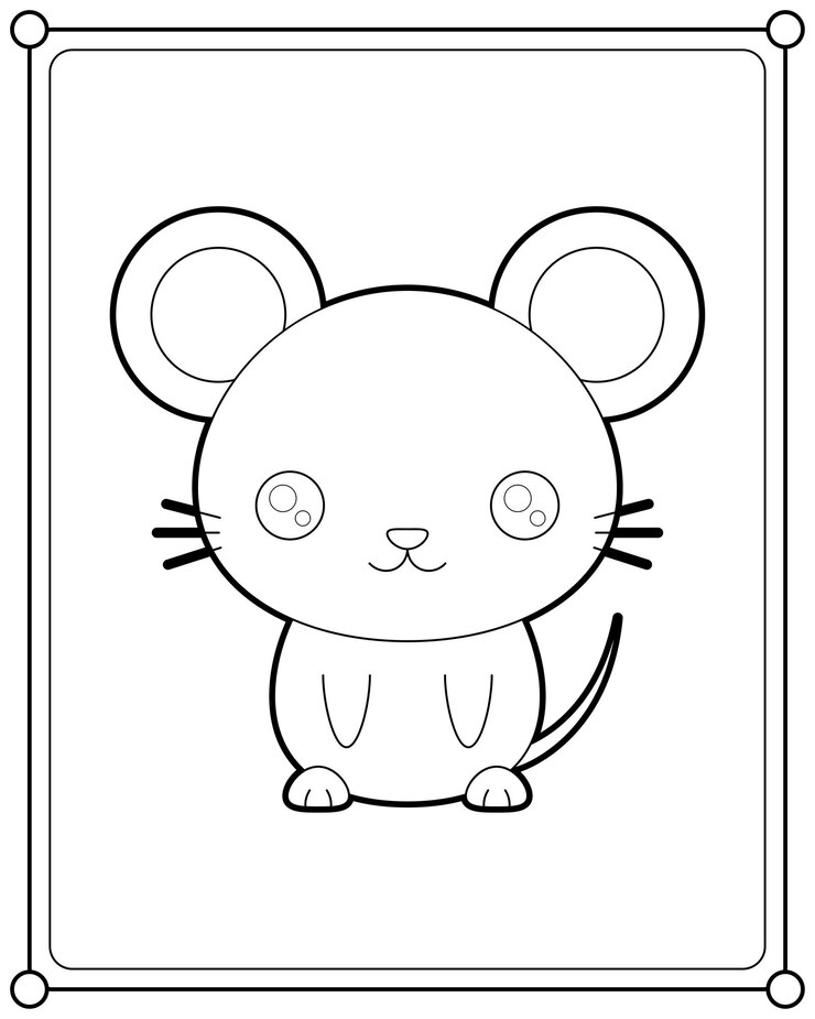 Vetor rato kawaii adequado para ilustração vetorial de página para colorir infantil