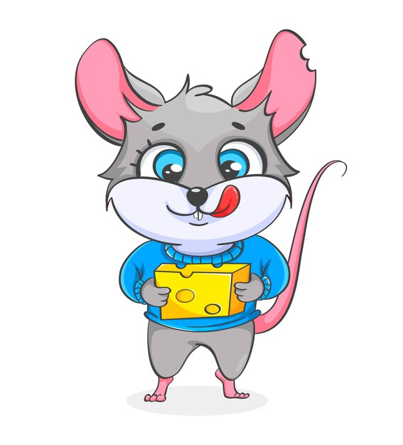 Rato segurando ilustração de queijo