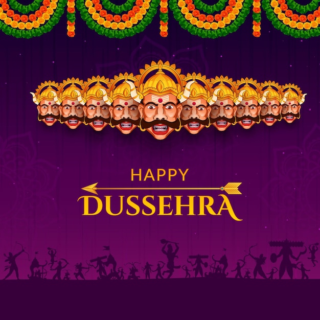 Ravana dahan, happy dussehra, navratri e durga puja festival da índia