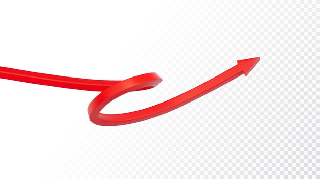 Vetor realista 3d detalhado seta vermelha em fundo transparente ilustração vetorial para o seu gráfico