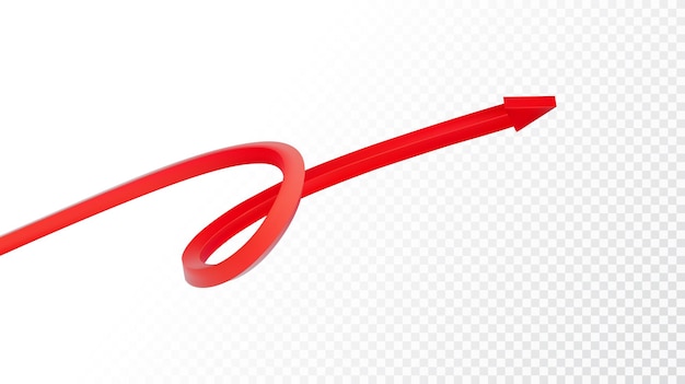 Realista 3d detalhado seta vermelha em fundo transparente ilustração vetorial para o seu gráfico