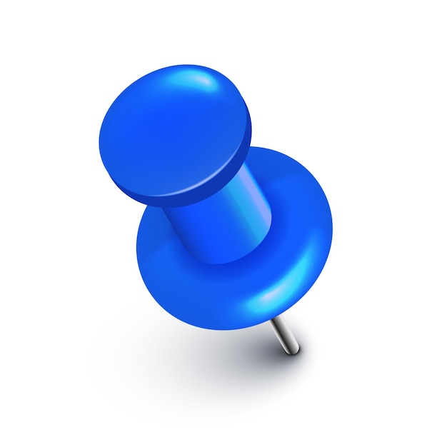 Vetor realista azul push pin board tack isolado em fundo branco pushpin de plástico com vetor de agulha