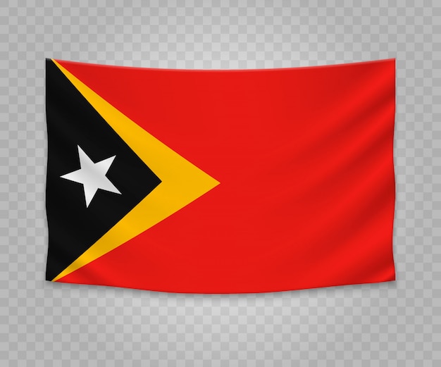 Vetor realista bandeira de suspensão de timor leste