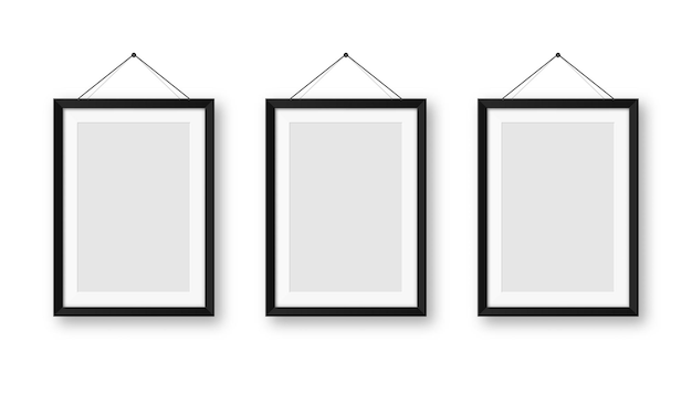 Realista branco preto molduras de fotos coleção modelo de cartaz moderno para fotografia de obras de arte ou