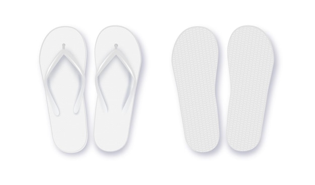 Vetor realista d branco em branco vazio flip flop close-up isolado em branco fundo modelo de design de