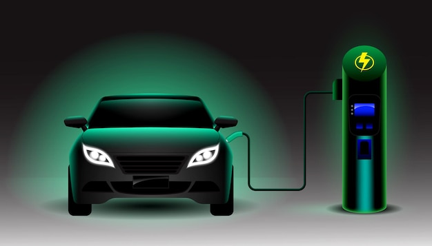 Realista da estação de carregamento de veículos elétricos isolada - ilustração 3d